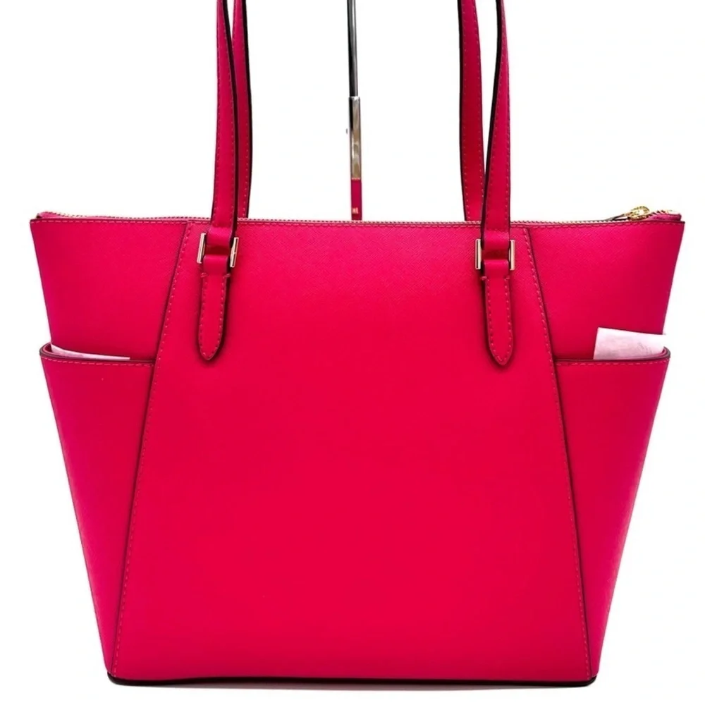 Michael Kors Large Charlotte Tote Bag Luggage Leather Electric Pink